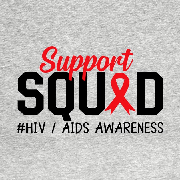 AIDS HIV Awareness Shirt, Support Squad Red Ribbon by mcoshop